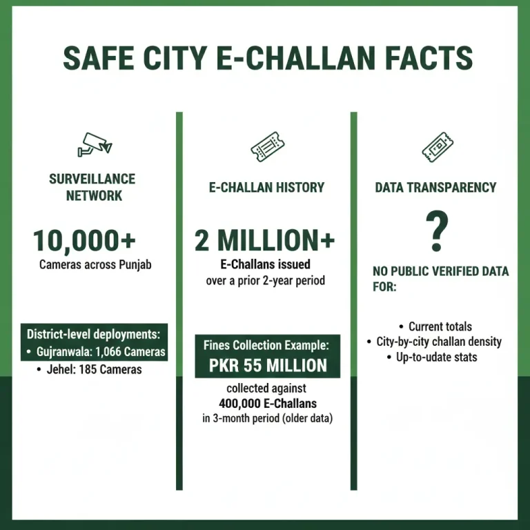 Infographics showing the facts of Safe city E-Challan